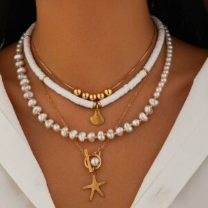 Bohemian pearl necklace